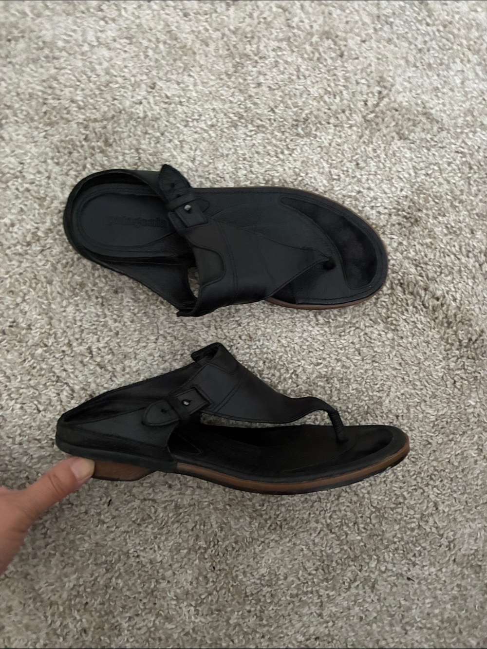 Patagonia Black and Brown Women's Thong Sandals